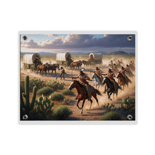 Load image into Gallery viewer, Acrylic Wall Art Panel - Apache Indians attacking a wagon train
