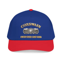 Load image into Gallery viewer, Mid Profile Baseball Cap - USCG - Coxswain w txt - Gold - 3D - Enhanced
