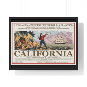 Premium Framed Horizontal Poster -  Set Sail for CALIFORNIA - California Gold