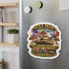 Load image into Gallery viewer, Die-Cut Magnet - Army - Desert Storm - 2nd Armored Div - Combat Vereran Veteran w GULF SVC - 3D - Enhanced
