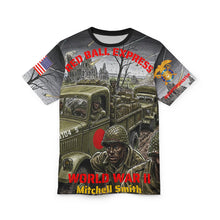 Load image into Gallery viewer, All Over Print Unisex Cut &amp; Sew Tee - Red Ball Express - World War II - Keep em Rolling - Mitchell Smith
