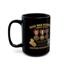 Load image into Gallery viewer, Black Mug  (15oz) - Army - Iraq War Veteran - 3rd Infantry Division - 3D - Enhanced
