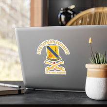 Load image into Gallery viewer, Kiss-Cut Vinyl Decals - Army - 14th Cavalry Regiment w Cav Br - 4th Squadron - Red Txt X 300
