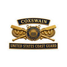 Load image into Gallery viewer, Kiss-Cut Stickers - USCG - Coxswain - Auxiliary w txt - 3D - Enhanced
