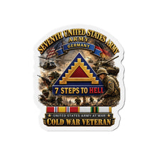 Load image into Gallery viewer, Die-Cut Magnet - Army -  7th Unites States Army - 7 Steps to Hell w Germany Tab - SS w COLD WAR SVC - 3D - Enhanced
