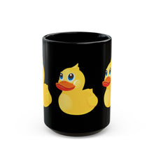 Load image into Gallery viewer, Black Mug 15oz - Yellow Rubber Duck - Oblique Left Front X 300
