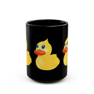 Black Mug 15oz - Yellow Rubber Duck - Oblique Left Front X 300