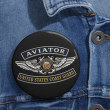 Load image into Gallery viewer, Custom Pin Buttons - USCG - Aviator Badge - Auxiliary w txt - 3D - Enhanced
