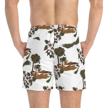 Load image into Gallery viewer, Swim Trunks (AOP) - White - Flowers and Palms
