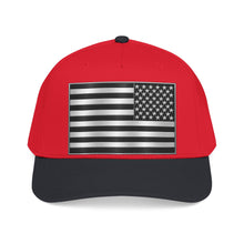 Load image into Gallery viewer, Mid Profile Baseball Cap - Flag - United States - Black and White - 3D - Enhanced
