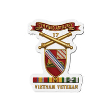 Load image into Gallery viewer, Die-Cut Magnet - Army - 17th Field Artillery w Br - Ribbon, Vietnam Veteran w VN SVC - 3D - Enhanced

