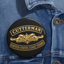 Load image into Gallery viewer, Custom Pin Buttons - USCG - Cutterman - Officer w txt - 3D - Enhanced
