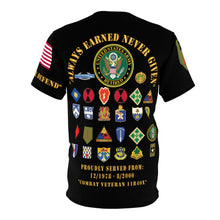 Load image into Gallery viewer, Unisex All Over Print (AOP) - Combat Veteran - 11B40X - Retired Army with Multi Units

