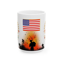 Load image into Gallery viewer, White Mug 15oz - Vietnam Veteran - 1st Signal Brigade - Combat Communicator &quot;First to Communicate&quot; with Vietnam Service Ribbons - Spec
