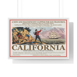 Premium Framed Horizontal Poster -  Set Sail for CALIFORNIA - California Gold