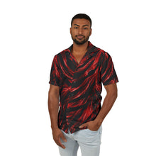 Load image into Gallery viewer, Men's Hawaiian Camp Shirt — Bold zebra stripe in fiery red
