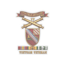 Load image into Gallery viewer, Kiss-Cut Stickers - Army - 17th Field Artillery w Br - Ribbon, Vietnam Veteran w VN SVC - 3D - Enhanced
