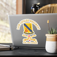 Load image into Gallery viewer, Kiss-Cut Vinyl Decals - Army - 14th Cavalry Regiment w Cav Br - 4th Squadron - Red Txt X 300
