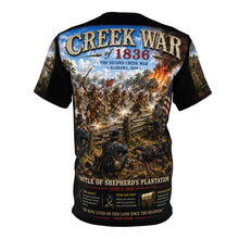 Load image into Gallery viewer, Creek War (1836) Tribute Tee - "A Struggle for Land, Sovereignty and Survival on the Southeastern Frontier"

