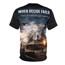 Load image into Gallery viewer, Detect, Decide, Deny — All-Over Print - Drone Warfare Tee
