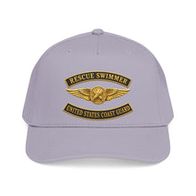 Load image into Gallery viewer, Mid Profile Baseball Cap - USCG - Aviation Rescue Swimmer w txt - 3D - Enhanced
