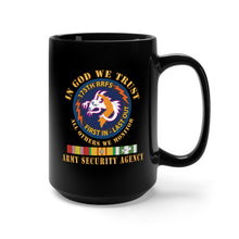 Load image into Gallery viewer, Black Mug 15oz - 176th RRFS - First In Last Out - SSI - In God we Trust - ASA w VN SVC X 300
