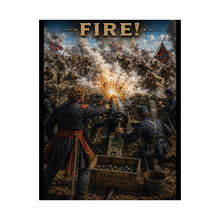 Load image into Gallery viewer, Matte Poster - Union Battery - Lt Alonzo Cushing - 3 July 1963 Tribute Tee - Gettysburg, PA, "FIRE!"
