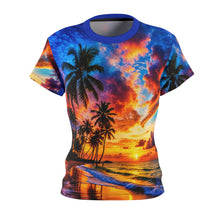 Load image into Gallery viewer, Sunset Palm Beach Tee — Women's All-Over Print Tropical Sunset Shirt
