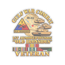 Load image into Gallery viewer, Kiss-Cut Stickers - Army - Gulf War Combat - 1st Armored Divi - Old Ironsides - Veteran - Map w GULF SVC - 3D - Enhanced
