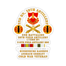 Load image into Gallery viewer, Kiss-Cut Stickers - Army - 2nd Bn 28th Artillery - 210th FA Bde -  Hindenburg Kaserne Ansbach Germany  w COLD SVC
