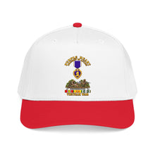 Load image into Gallery viewer, Mid Profile Baseball Cap - Vietnam War Purple Heart Medal w VN SVC - with Vietnam Scene - 3D - Transparent

