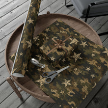 Load image into Gallery viewer, Gift Wrap Paper — Distressed Camo Stars Pattern
