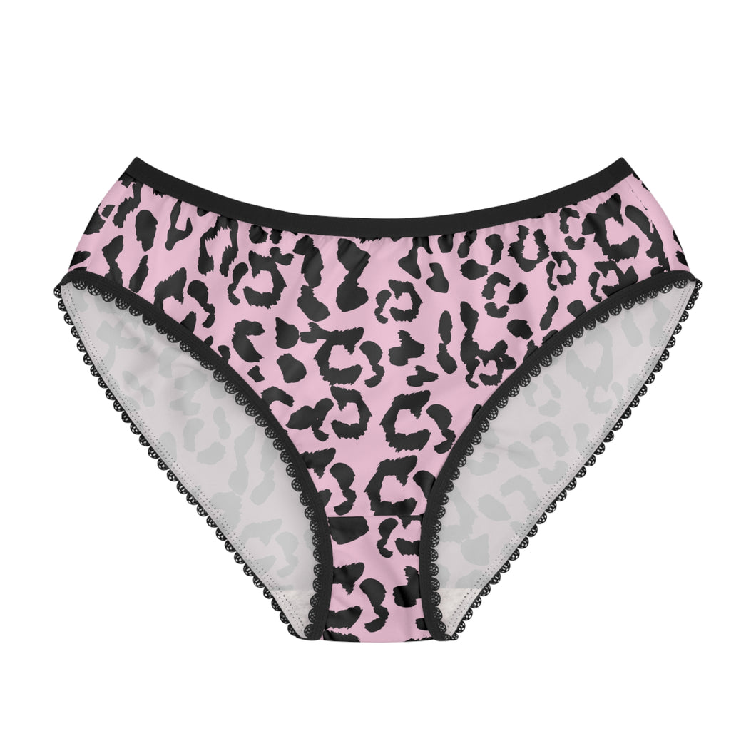 Women's Briefs - Leopard Camouflage - Baby Pink - Black