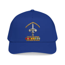 Load image into Gallery viewer, Mid Profile Baseball Cap - Army - Badge - LRRP - Tip of the Spear - Vietnam Vet w SVC - 3D - Enhanced
