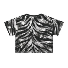 Load image into Gallery viewer, All-Over Print Beach &amp; Festival Crop Tee - Swirling zebra stripes with metallic sheen
