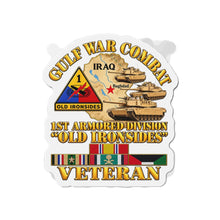 Load image into Gallery viewer, Die-Cut Magnet - Army - Gulf War Combat - 1st Armored Divi - Old Ironsides - Veteran - Map w GULF SVC - 3D - Enhanced
