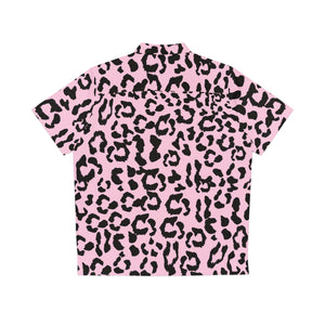 Men's Hawaiian Shirt (AOP) - Leopard Camouflage - Baby Pink - Black