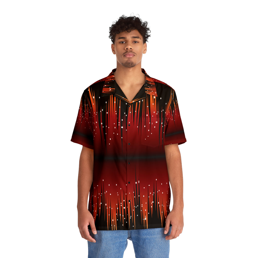 Men's Hawaiian Shirt (AOP) - Red Night Sky with Stars