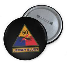 Load image into Gallery viewer, Custom Pin Buttons - SSI - 50th Armored Division w Name Tape X 300
