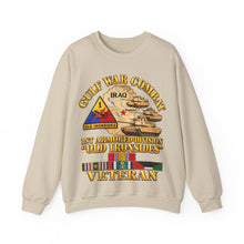 Load image into Gallery viewer, Crewneck Sweatshirt - Army - Gulf War Combat - 1st Armored Divi - Old Ironsides - Veteran - Map w GULF SVC - 3D - Enhanced

