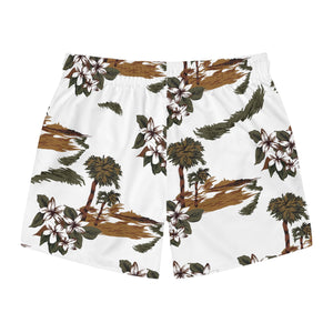 Swim Trunks (AOP) - White - Flowers and Palms