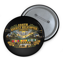 Load image into Gallery viewer, Custom Pin Buttons - Army - 116th Assault Helicopter Co w  Aviator Badge w VN SVC - HORNETS - 3D - Enhanced
