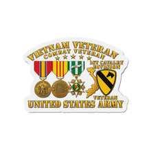 Load image into Gallery viewer, Die-Cut Magnet - Army - Vietnam  Vet - w Medals - VN - 1st Cav Division - 3D - Enhanced
