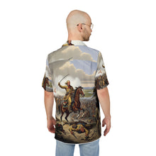 Load image into Gallery viewer, AOP - General Custer at the Battle of Little Bighorn - Vintage-Inspired Unisex Hawaiian Shirt, Casual Beach Wear, Vacation Shirt, Bohemian Style, Summer Wardrobe Essential, Unique Gift for [...]

