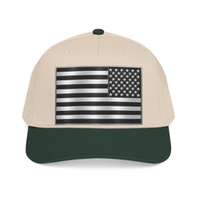 Load image into Gallery viewer, Mid Profile Baseball Cap - Flag - United States - Black and White - 3D - Enhanced
