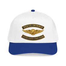 Load image into Gallery viewer, Mid Profile Baseball Cap - USCG - Aviation Rescue Swimmer w txt - 3D - Enhanced
