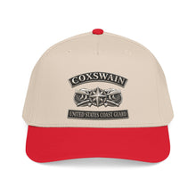 Load image into Gallery viewer, Mid Profile Baseball Cap - USCG - Coxswain w txt - Silver - 3D - Enhanced
