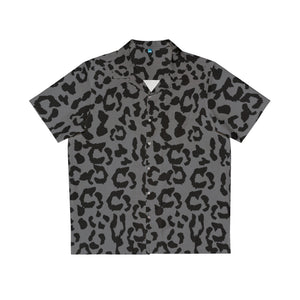 Men's Hawaiian Shirt (AOP) - Leopard Camouflage - Battleship Color