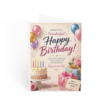 Load image into Gallery viewer, Birthday Greeting Cards – "Wishing You a Wonderful Happy Birthday" Pack (1/10/30/50)
