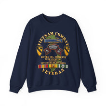 Load image into Gallery viewer, Crewneck Sweatshirt - Army - Vietnam Combat Vet - H Co 75th Infantry (Ranger) - 1st Cavalry Div SSI  - 3D - Enhanced
